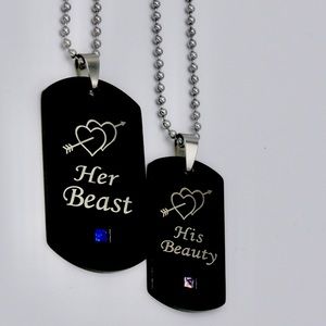 Couples Necklace Set, Her Beast/His Beauty